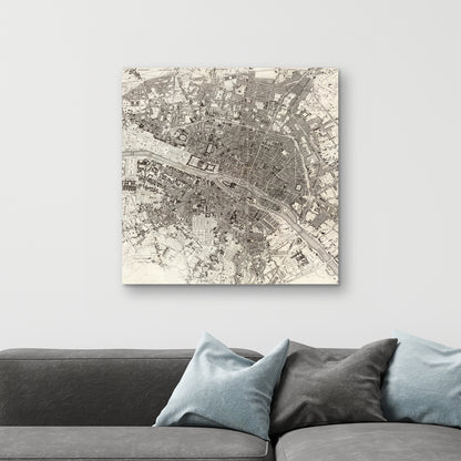 Paris Blue Sepia Beige Canvas | Home Decor Wall Art Prints