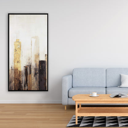 Toile urbaine aux tons terreux | Décoration industrielle encadrée marron