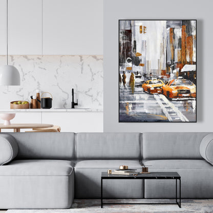 Toile abstraite Citystreet | Taxis jaunes | Décoration d'intérieur