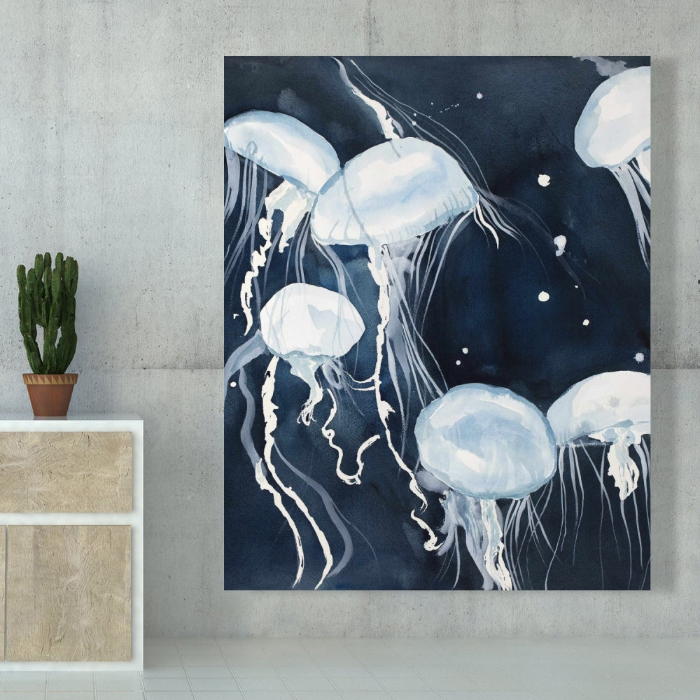 Medusa Marine Blue Canvas | Aquatic Home Decor Wall Art