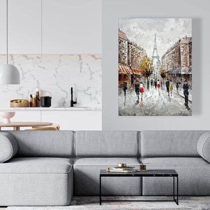 Paris Busy Street Canvas | Contemporary Brown Cities Decor