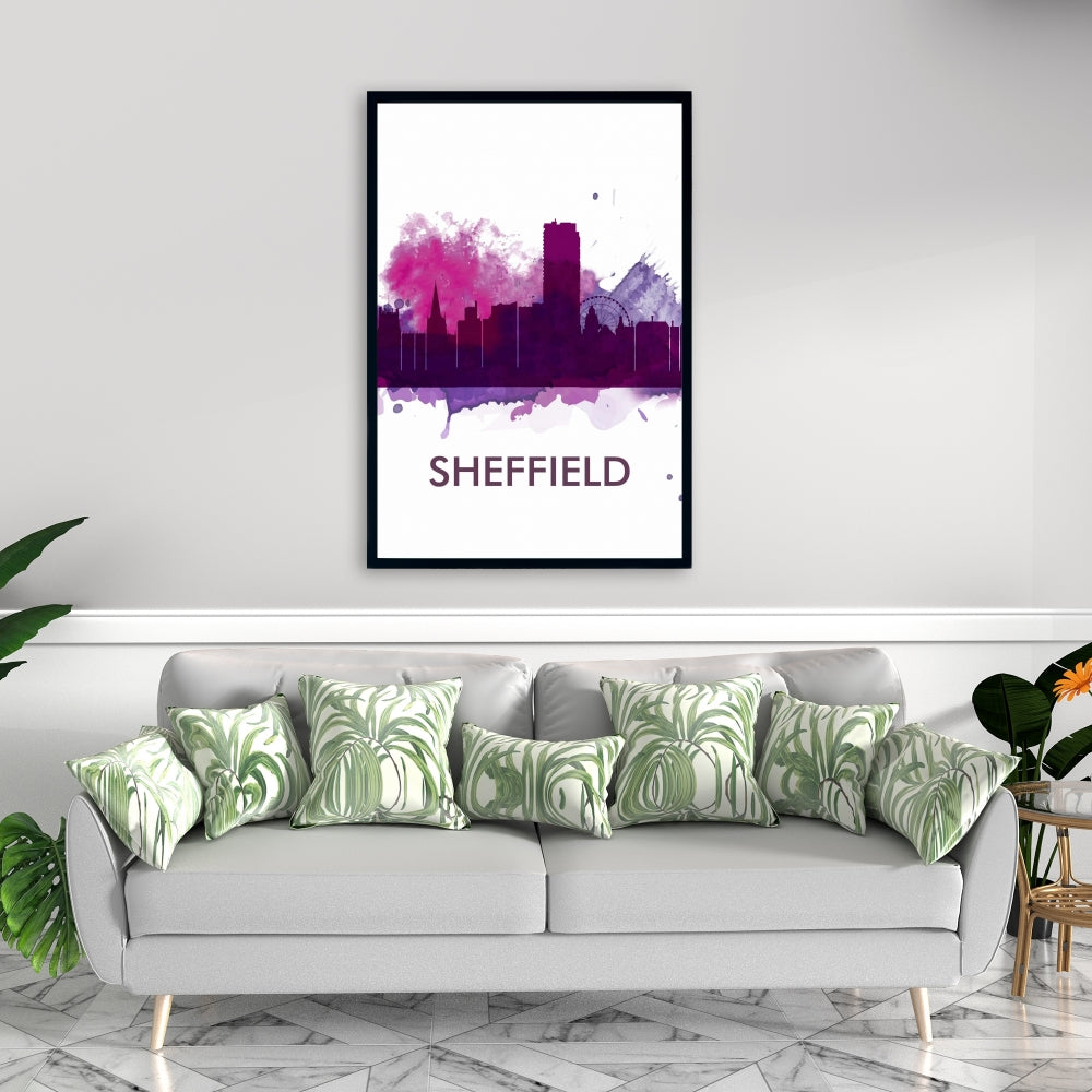 Toile Silhouette de Sheffield – Décoration murale encadrée rétro