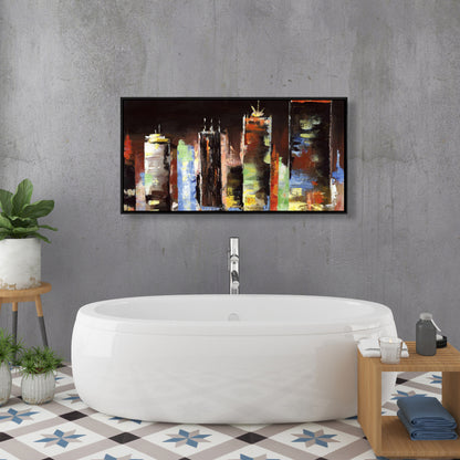 Toile Paysage urbain nocturne | Décoration murale moderne pour chambre à coucher