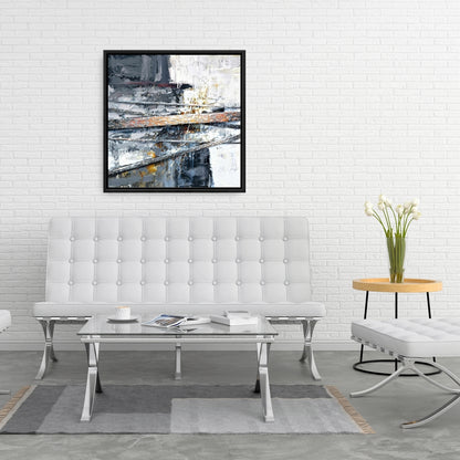 Rayures texturées et éclaboussées de peinture | Décoration abstraite sur toile