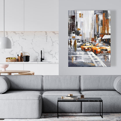 Abstract Citystreet Canvas - Yellow Taxis | Home Decor Art