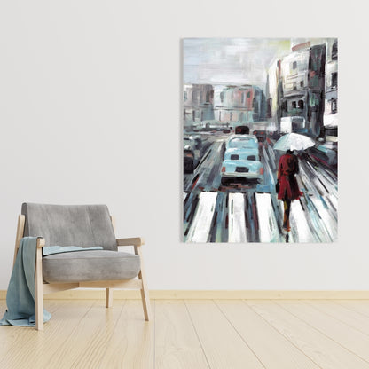 Abstract Pedestrian Crossing Canvas | Contemporary Bedroom Art