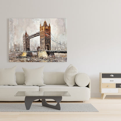 Contemporary Orange London Tower Bridge Canvas - Home Decor