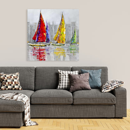 Sailboats in the Wind Canvas - Contemporary Bedroom Wall Art