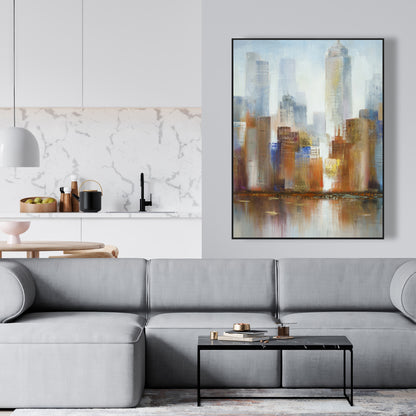 Paysage urbain dans le brouillard – Décoration murale moderne sur toile pour chambre à coucher