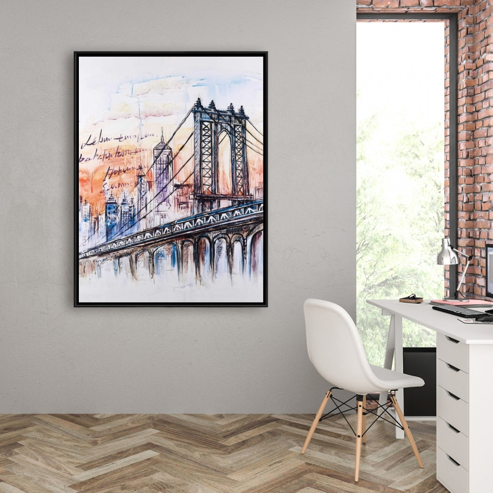 Toile encadrée « Croquis de pont » pour décoration de chambre | Art de la maison