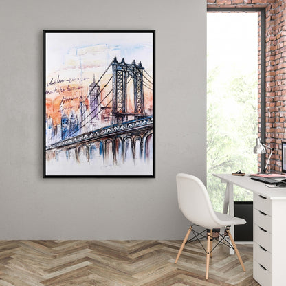 Toile encadrée « Croquis de pont » pour décoration de chambre | Art de la maison