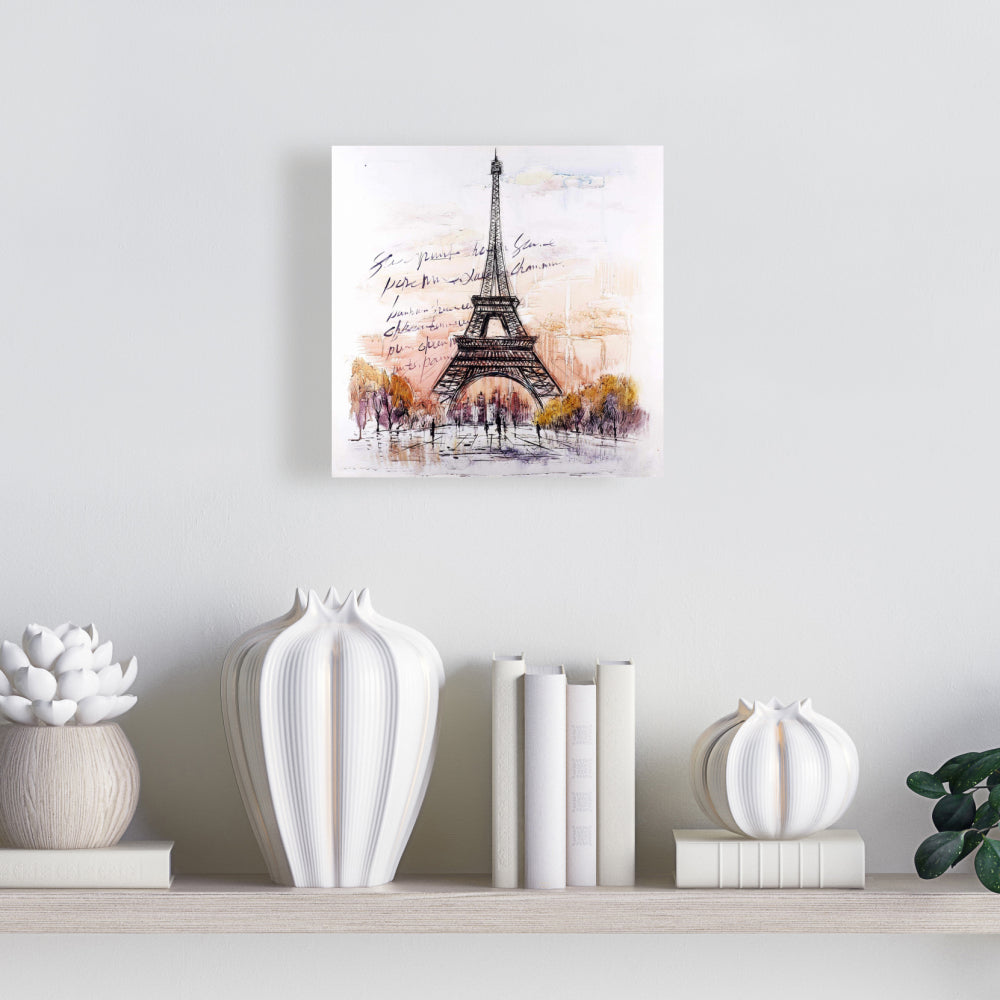 Eiffel Tower Sketch Gray Canvas | Bedroom Decor | Trees