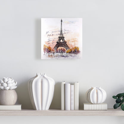 Eiffel Tower Sketch Gray Canvas | Bedroom Decor | Trees