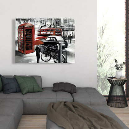 European Street Canvas - Cities Gray Contemporary Home Decor