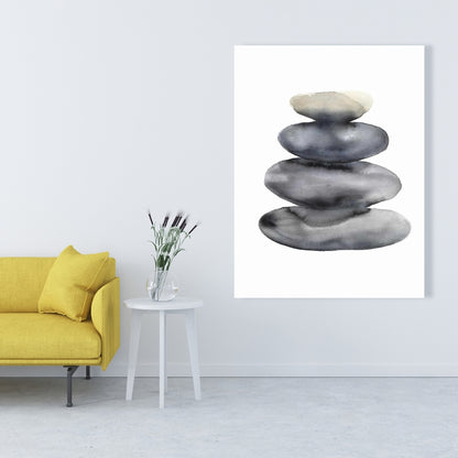 Nature morte aux minéraux sur toile spirituelle - Décor quatre pierres chaudes