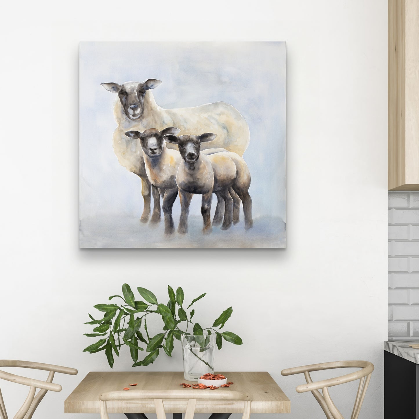 Blue Sheep Family Canvas - Farm Animal Bedroom Decor