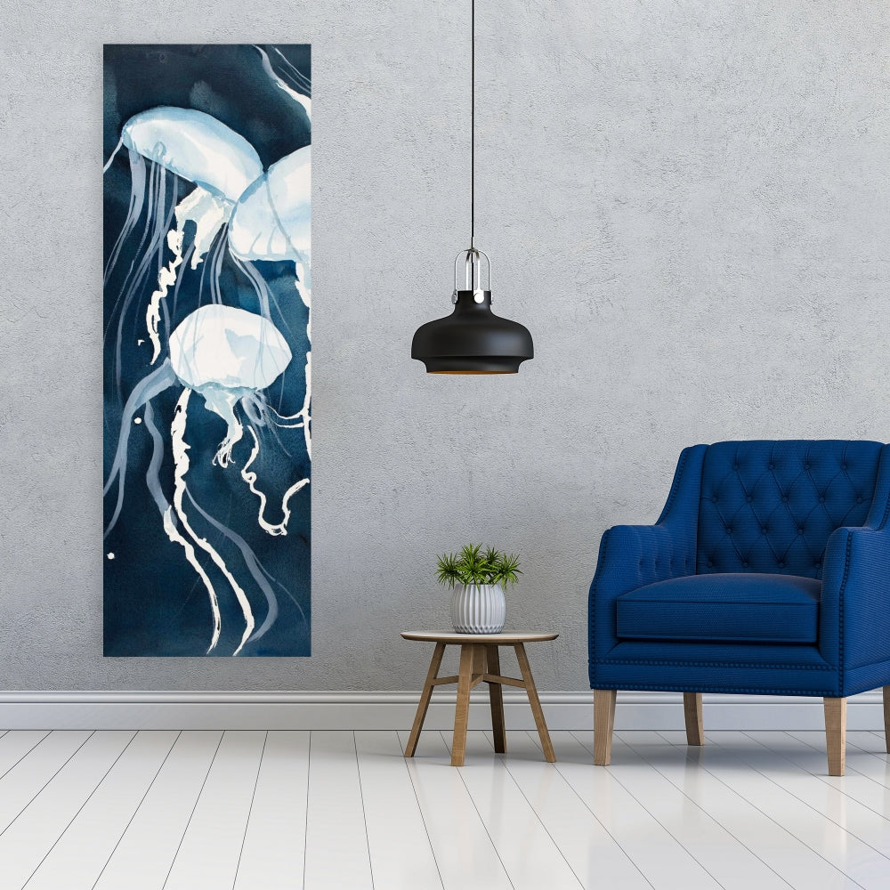 Medusa Marine Blue Canvas | Aquatic Home Decor Wall Art