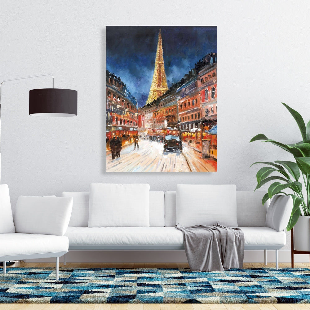 Illuminated Paris Canvas - Building Bedroom Street Decor
