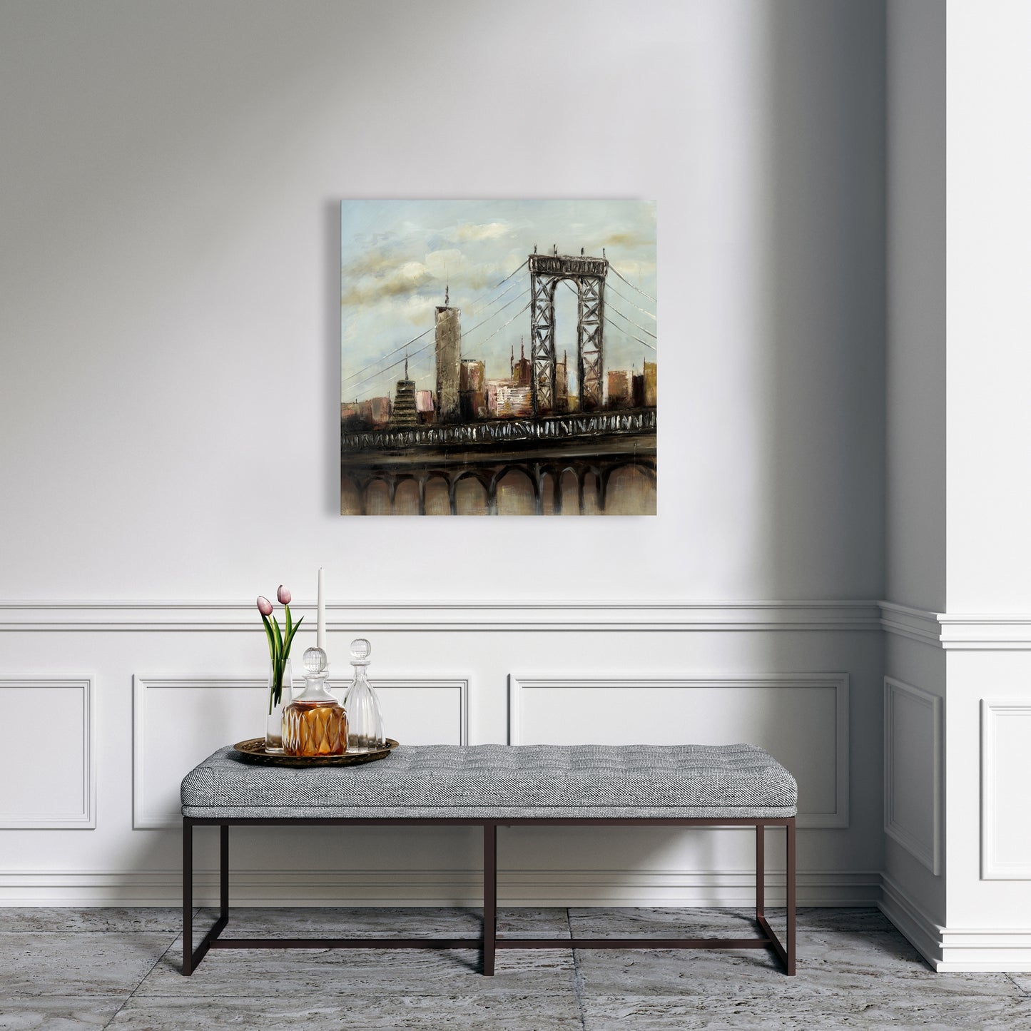 Toile « Pont urbain » – Décoration d'intérieur contemporaine | Art des jours nuageux