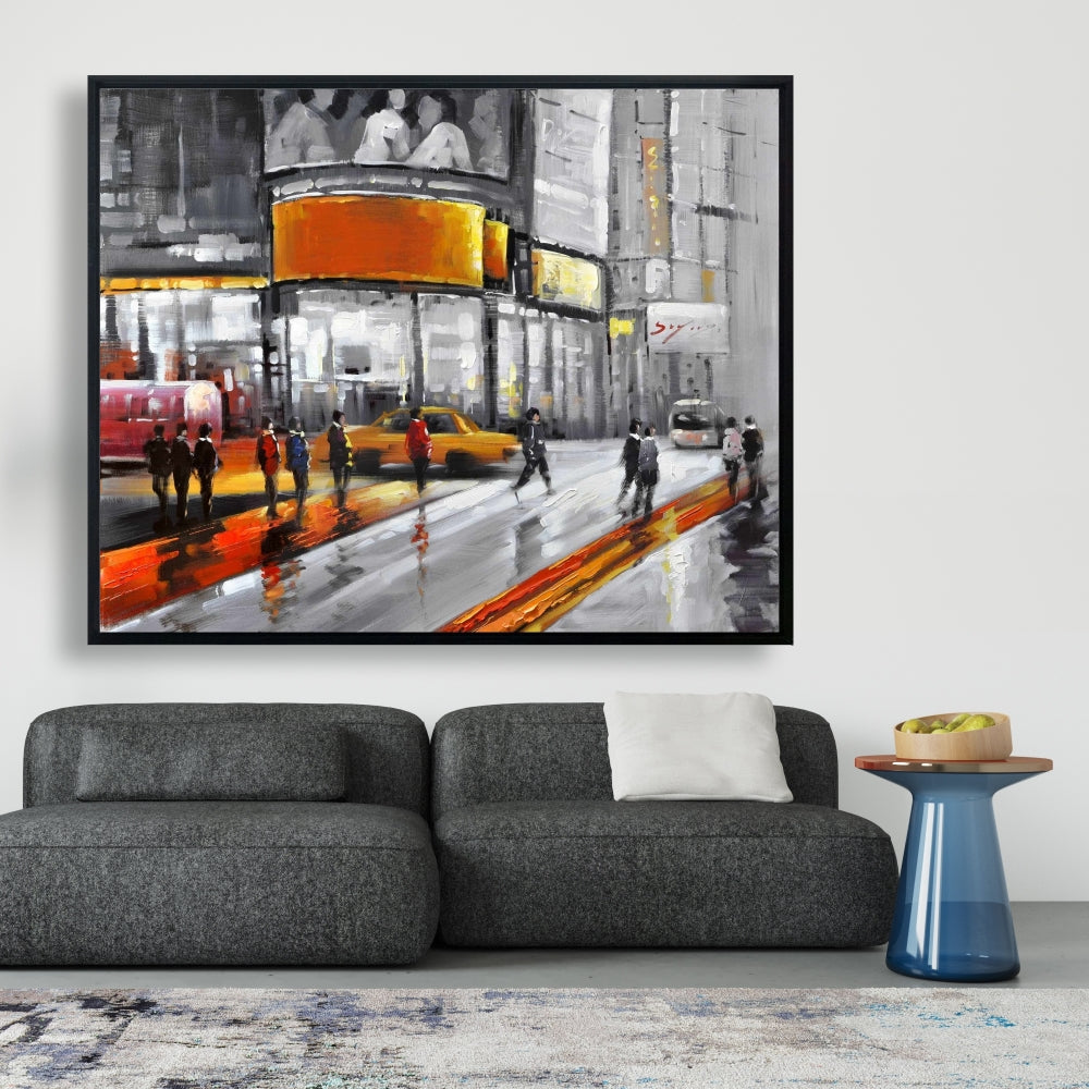 Circulation à Times Square, toile grise - Décoration contemporaine