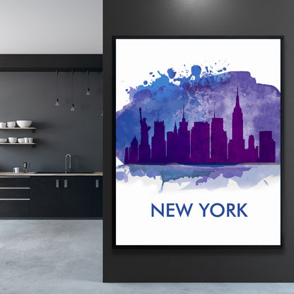 Blue Silhouette New York City Canvas | Bedroom Wall Decor