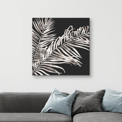 Toile botanique exotique à feuilles tropicales dorées | Décoration d'intérieur