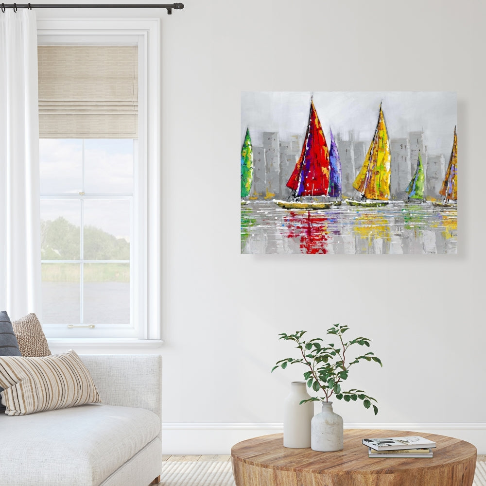 Sailboats in the Wind Canvas - Contemporary Bedroom Wall Art