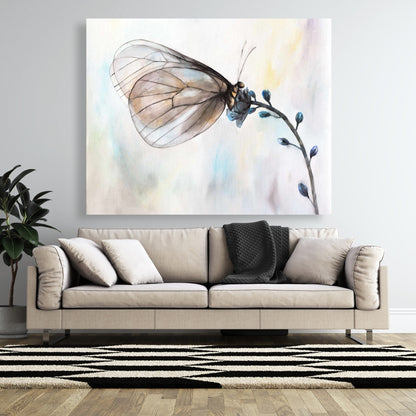 Butterfly on Blue Flowers Canvas - Bedroom Home Decor