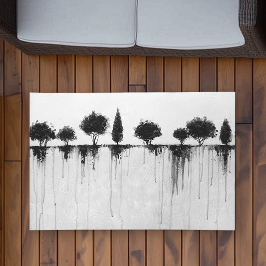 Abstract Black Trees Outdoor Area Rug 2'x3' | Home Decor