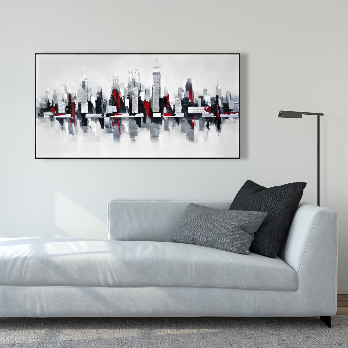 Toile Paysage urbain gris et rouge | Décoration murale urbaine