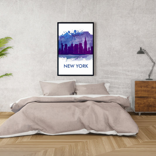 Blue Silhouette New York City Canvas | Bedroom Wall Decor