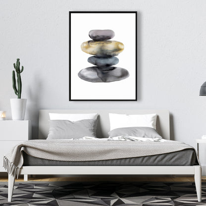 Hot Stones Framed Canvas - Still Life Bedroom Decor Art