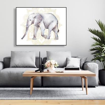 Toile Éléphant Gris pour Chambre à Coucher - Décoration Éléphant sur Mandalas