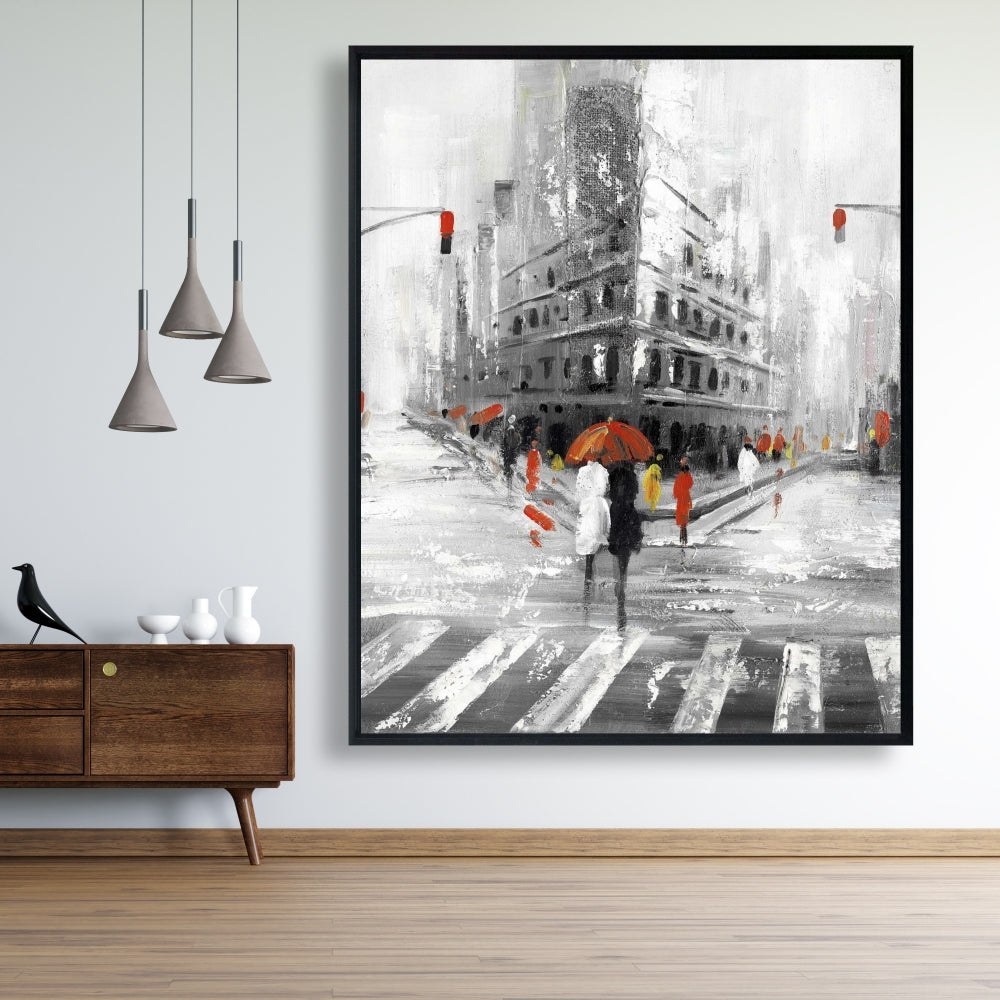 Art de chambre grise - Toile encadrée du Flatiron Building grisâtre