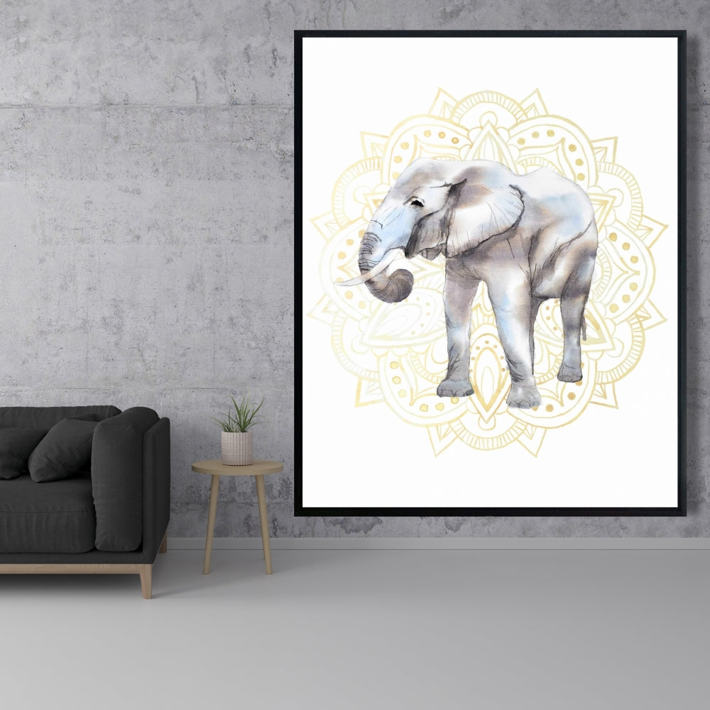 Toile Mandala Éléphant | Décoration de chambre bohème encadrée