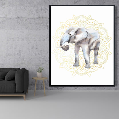 Toile Mandala Éléphant | Décoration de chambre bohème encadrée