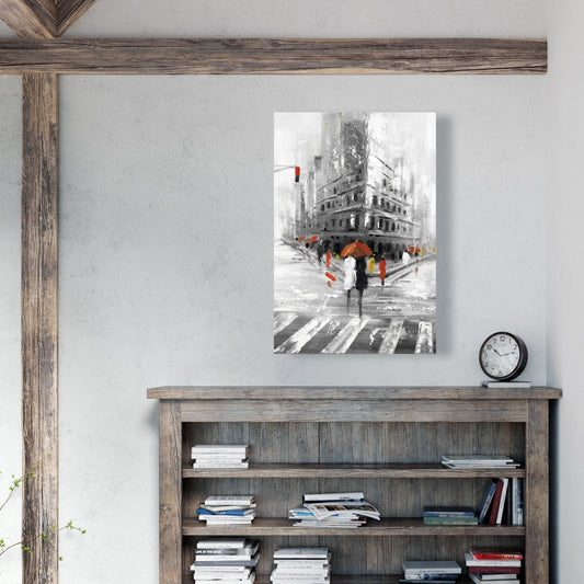Greyish Flatiron Building Canvas | Cities Gray Wall Art Decor