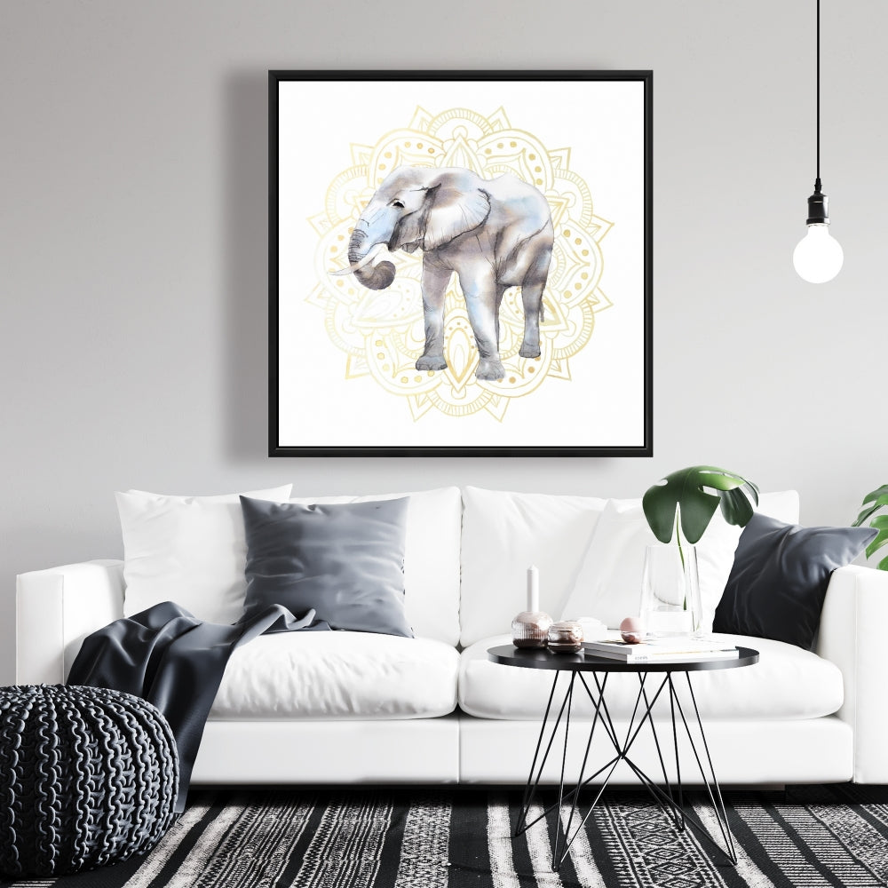 Toile Mandala Éléphant | Décoration de chambre bohème encadrée