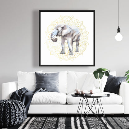 Toile Mandala Éléphant | Décoration de chambre bohème encadrée
