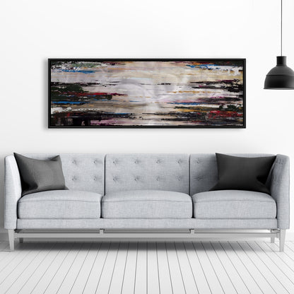 Peinture liquide abstraite - Toile encadrée bleue moderne pour décoration intérieure