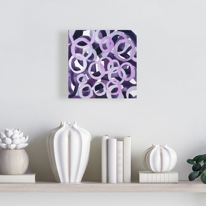 Toile abstraite avec anneaux violets – Décoration de chambre illustrative