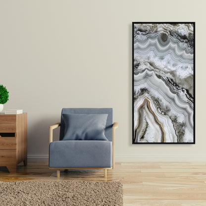 White Abstract Geode Framed Canvas - Hyperrealist Home Decor