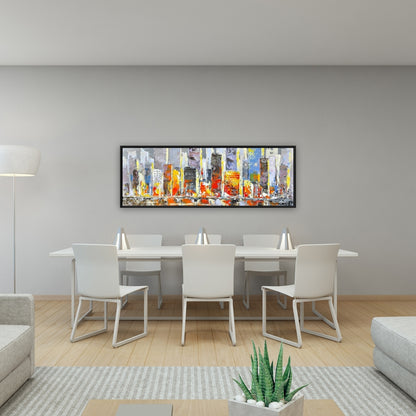 Toile encadrée Paysage urbain coloré | Décoration d'intérieur Villes bleues