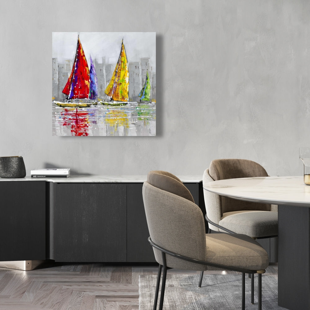 Sailboats in the Wind Canvas - Contemporary Bedroom Wall Art
