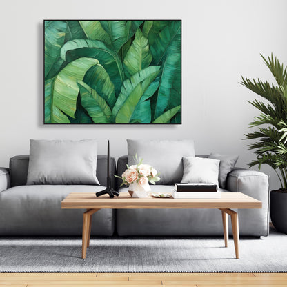 Toile encadrée « Feuilles denses » – Décoration de chambre contemporaine