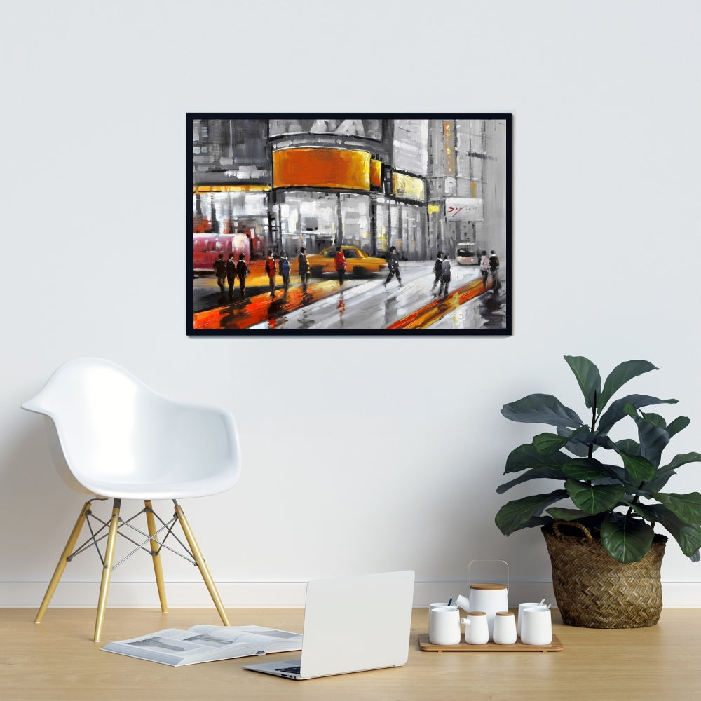 Circulation à Times Square, toile grise - Décoration contemporaine