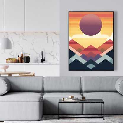 Toile minimaliste « La Montagne de la Paix » | Décoration d'intérieur encadrée