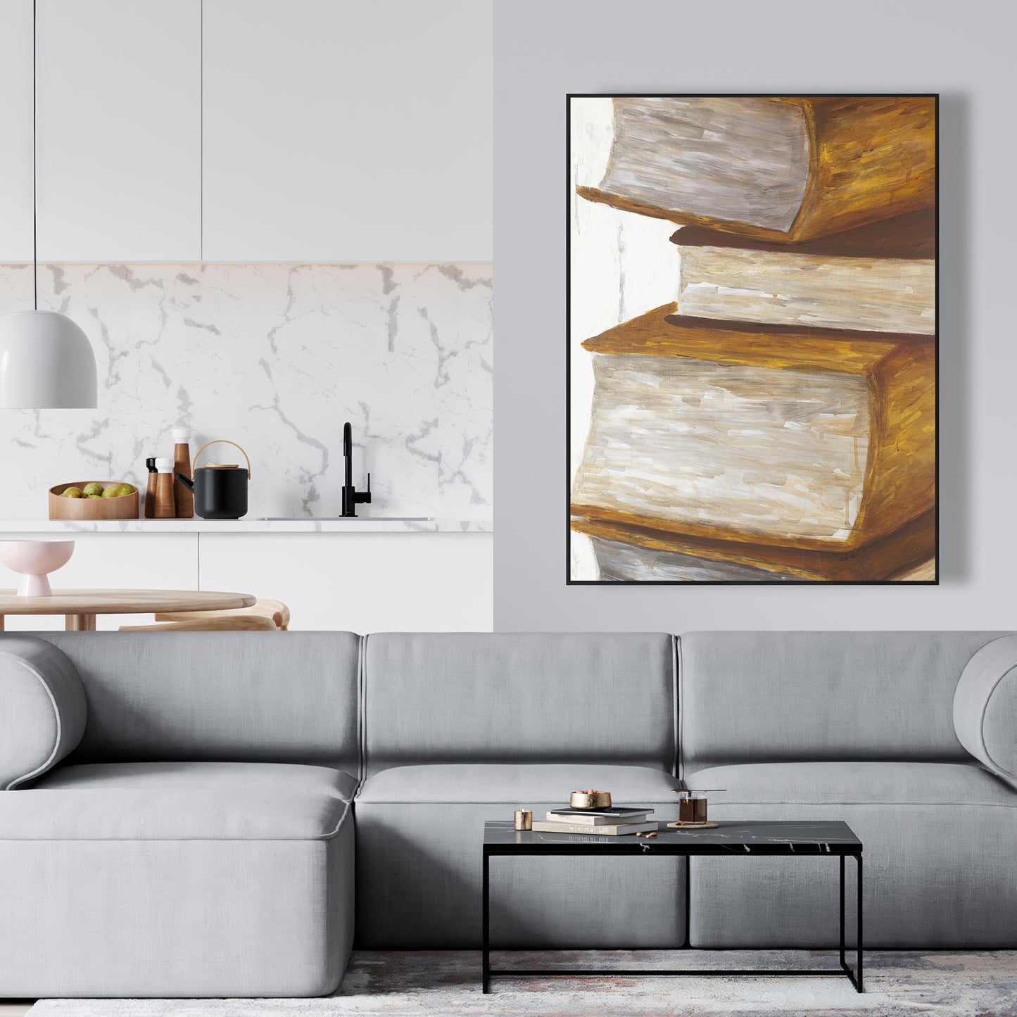 Toile « Pile de livres » | Décoration d'intérieur contemporaine