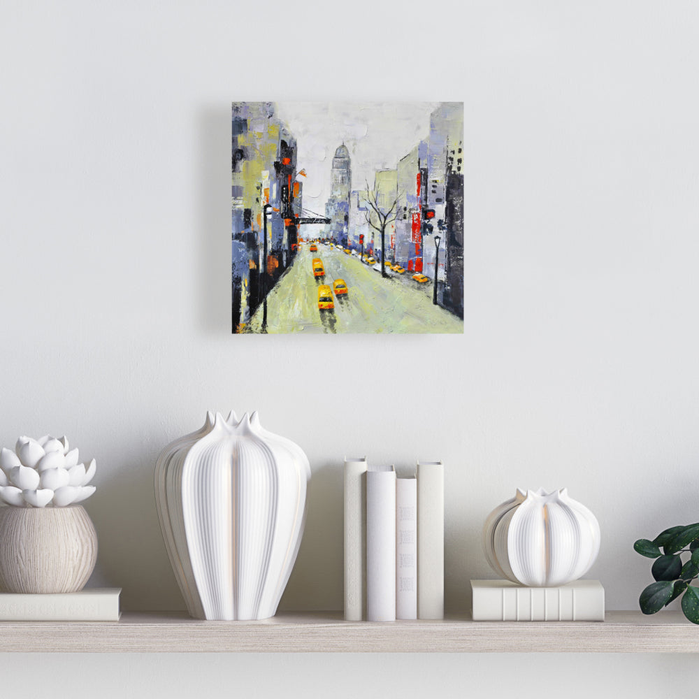 Gray Street Canvas | Yellow & Red Accents | Cities Blue Decor