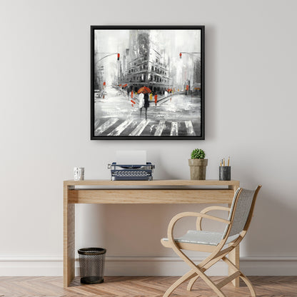 Art de chambre grise - Toile encadrée du Flatiron Building grisâtre